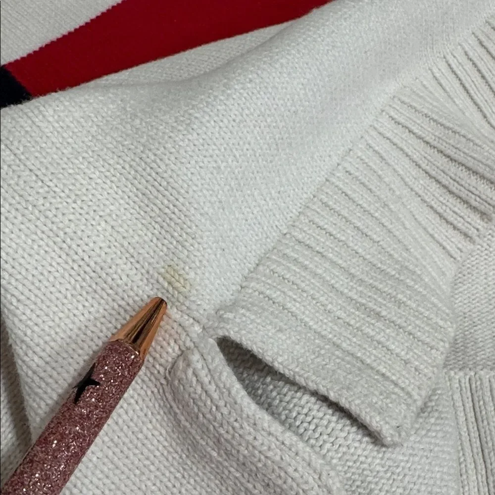Tommy Hilfiger Red, Navy, and White Crew Neck Sweater EUC